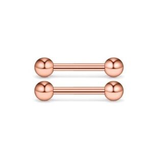 Stainless Steel Rose Gold Straight Barbell Jewelry with Balls